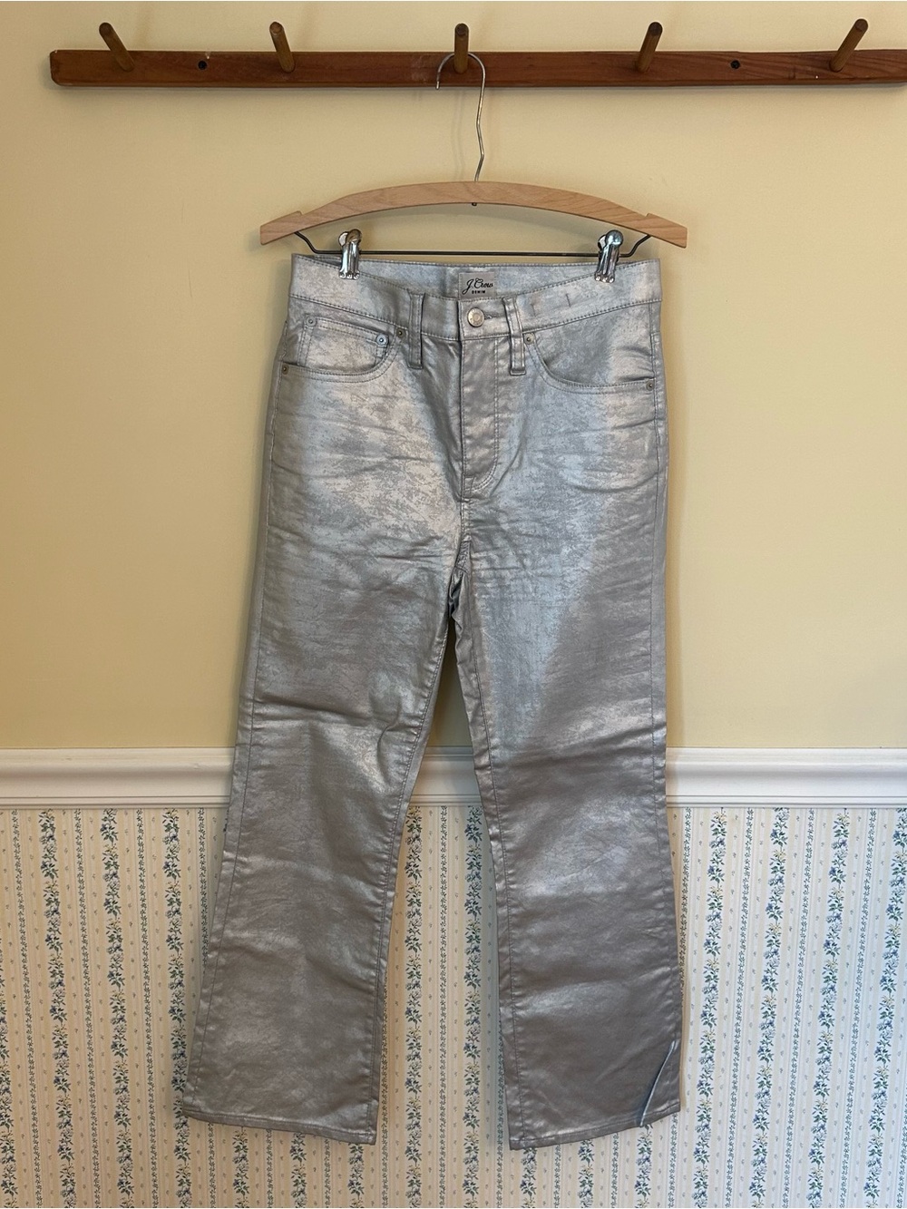 J. Crew Metallic Silver Jeans